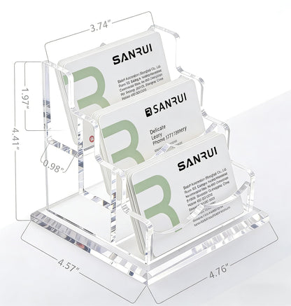 YUXUN Business Card Holder Display for Desk, Clear Acrylic Cards Organizer 3 Tier 3 Slots, Business Card Stand for Men and Women 1 Pack (3 slots) 3slots