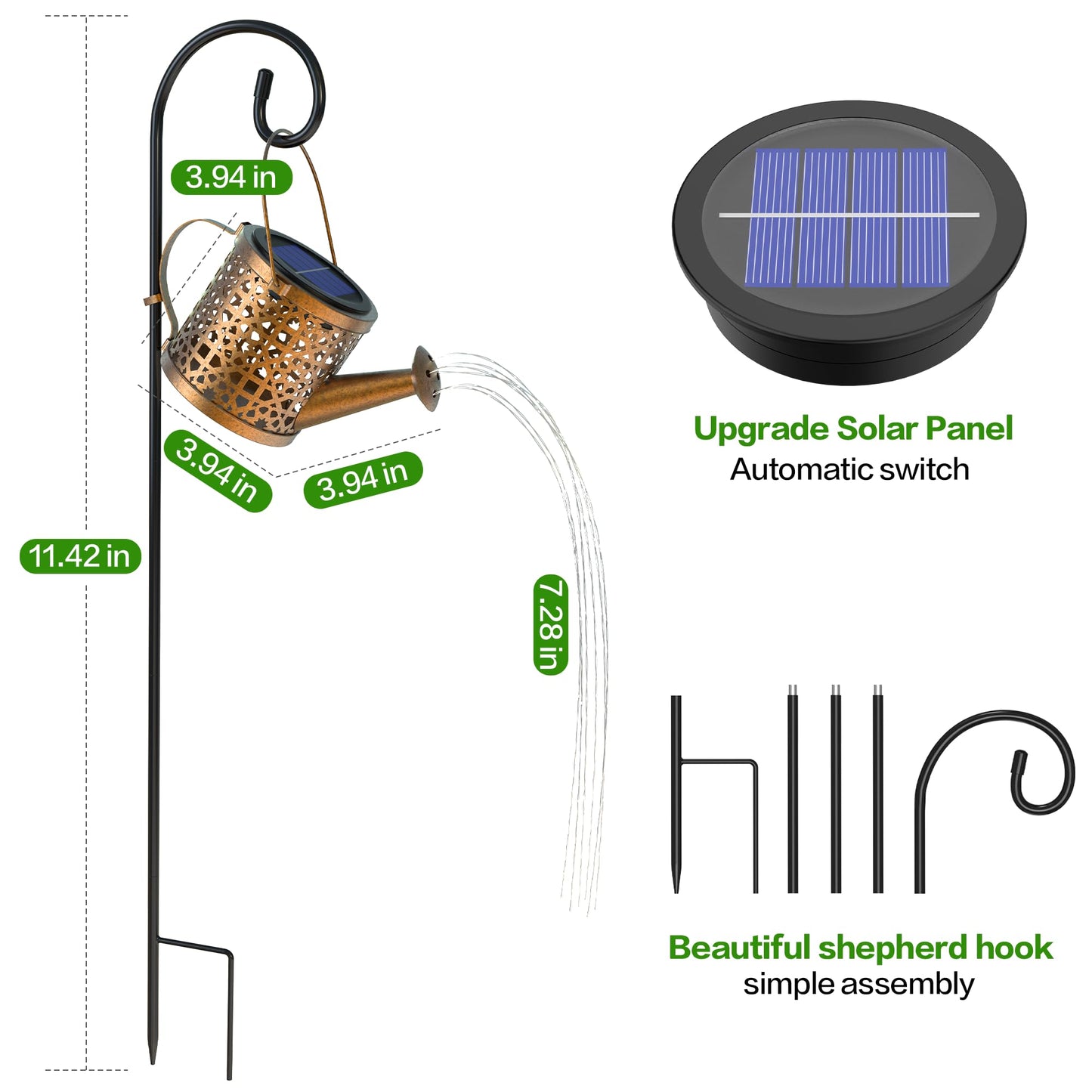 Solar Watering Can Lights Waterproof, Solar Lights Outdoor Decorative Garden Decor Metal Hanging Lights for Outside Patio Pathway Yard, Christmas Birthday Gardening Gifts