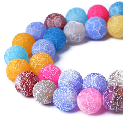 180pcs 4MM Natural Mixed Color Weathered Agate Stone Beads for Jewelry Making Round Gemstone Beads DIY Bracelet Necklace 2 Strands 32"