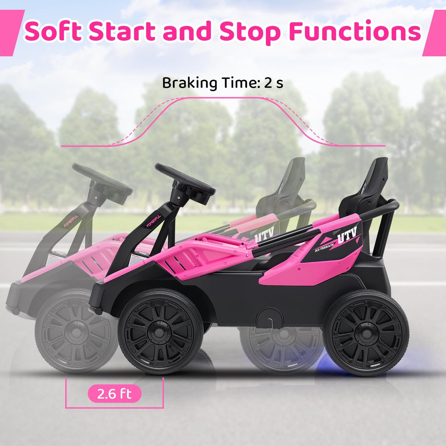 Costzon Electric Go Kart for Big Kids, 12V Ride on Race Toy Car w/Remote Control, LED Lights, 3 Speeds, 16" Wide Seat, Shock Absorbers, Horn & Music, Racing Kids Electric Kart for Boys & Girls (Pink)