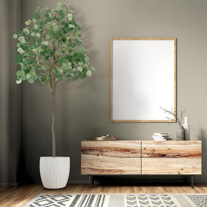 6ft Artificial Eucalyptus Tree, Realistic Faux Potted Plant with Plastic Nursery Pot, No Maintenance Indoor Decor for Home Office Living Room Floor Plant