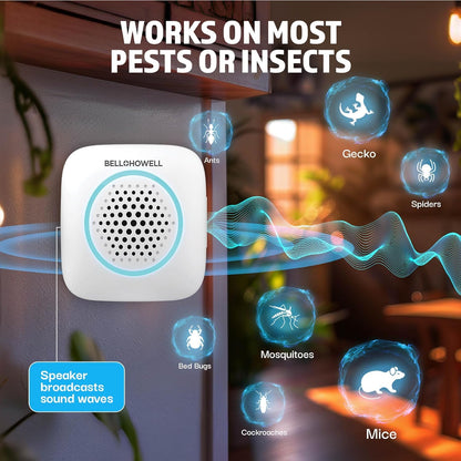 Bell+Howell 4 Pk Ultrasonic Pest Repeller Indoor, Mice Repellent Indoor Home Kit, DIY Pest Control at Home, Plug in Spider Repellent, Rodent Repellent, Bug, Insect & More, Family and Pet Safe