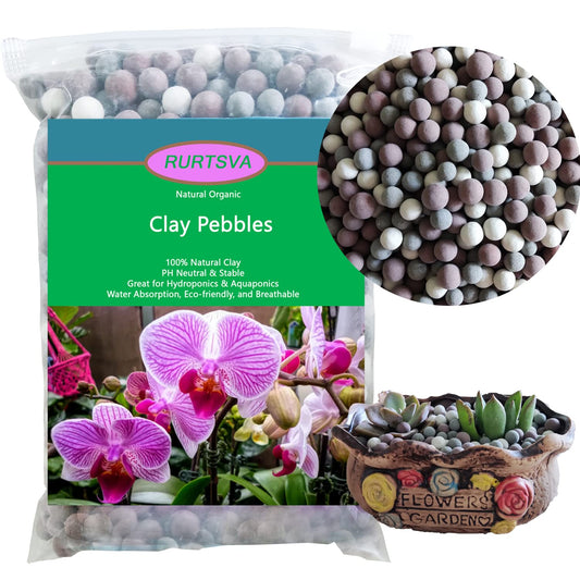 Natural Organic Colorful Leca Balls 5LBS for Plants, 8mm-10mm Ceramsite Clay Pebbles Indoor Potting Garden Soil for Orchid, Succulents, Hydroponics, Decoration, Drainage (5LBS, Primary Color, 1)