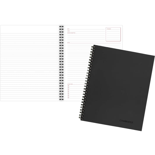 Cambridge Limited Business Notebook, Meeting Format, Legal Ruled Paper, 8-1/4" x 11", 80 Sheets, Flexible Soft Touch Cover, Wirebound, Gray (06132)