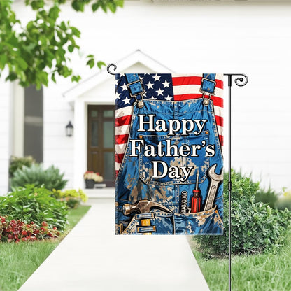 Gkodw Happy Father's Day Garden Flag, Funny Father Yard Sign for Outside, Happy Fathers Day Lawn Porch Farmhouse Outdoor Yard Sign, Dad Garden Banner Décor
