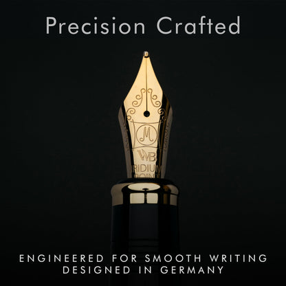 Wordsworth & Black Majesti Fountain Pen-(Black), Luxury Case, 24K Gold Finish; 18K Gilded Medium Nib- Ink Cartridges, Refillable Ink Converter-Calligraphy Pen-Best Business Gift Set for Men & Women