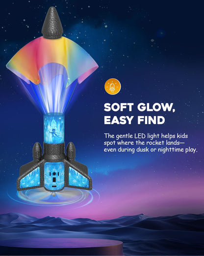 Rocket Launcher for Kids – 2nd Gen Upgraded Design, Electric Auto Launch, 200ft Flight with Safe Parachute, Outdoor Rocket Toy for Boys & Girls, Birthday Gift for Ages 8-13, Frozen Pattern (Snow Girl)