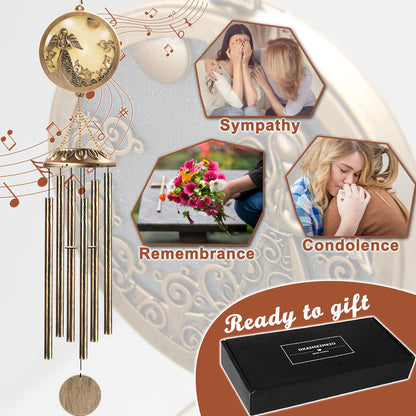 OKAIMEIMEIO Wind Chimes, Solar Angel Wind Chimes Deep Tone, Memorial Gift for Mom/Grandma/Women, Windchimes Outdoor Clearance, Mother Garden/Patio/Yard Decor