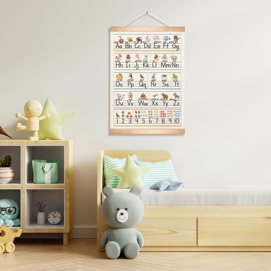 Alphabet and Numbers Educational Poster for Classroom Decor,Colorful Educational Posters for Toddlers 1-3,Toddler Learning Poster for Ages 3-5 for Nursery Playroom,Classroom Must Haves 14x18.5Inch (Colorful-05)