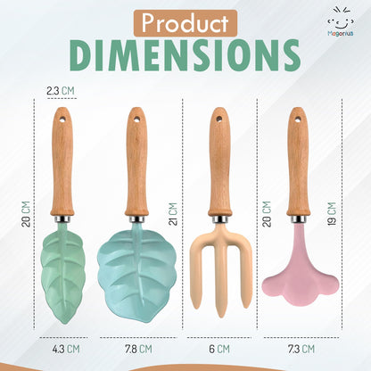 Magorius Kids Gardening Tools Set - 9 Piece Real Metal Tools with Sturdy Wood Handles, Includes Washable Apron, Hat, Tote Bag and Watering Can - STEM Outdoor Learning Gift for Boys and Girls.