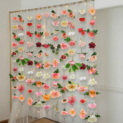 Suncalla 12 Pcs 70.8 ft Flower Garlands Hanging Artificial Wildflower Vine Decor from Ceiling Floating Floral Backdrop Silk Fake Flower Garland for Wedding Home Garden Wall Arch(Blossom)
