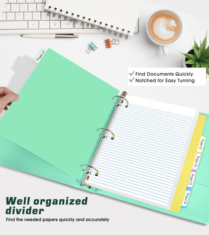 3 Ring Binder 2 inch，Cute Binder Organizer with 5 Tab Dividers Fits 175 Sheets of 8.5x11 Paper, Customizable Clear Cover with Inside Pockets, Aesthetic 2" Three Ring Binders for School Office，Green