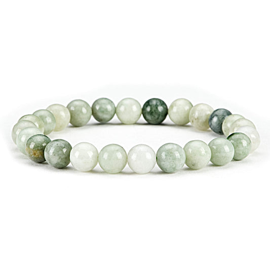 Cherry Tree Collection Burma Jade Beaded Bracelet – Genuine 8mm Gemstone Stretch Bracelet for Men & Women – Handmade Crystal Bracelet - (Burma Jade - S)