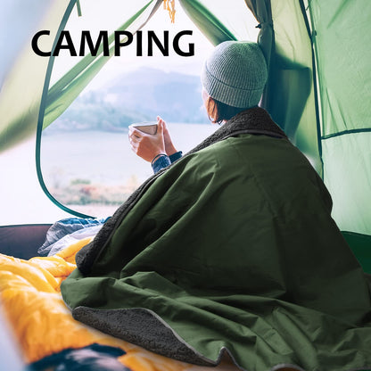 Tirrinia Large Waterproof Outdoor Blanket, Soft Warm Windproof Stadium Blanket with Sherpa Fleece and Foldable for Outdoor Sport, Baseball, Football, Beach, Concerts, Car,66" x 90"