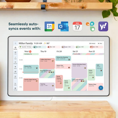 Skylight Calendar Max: 27-Inch Smart Digital Calendar & Chore Chart, Family Organizer with Interactive Touchscreen Display – Wall Mountable in Portrait or Landscape, Charcoal Shadowbox Frame