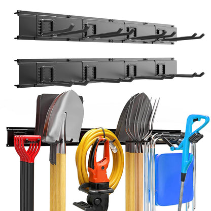 Garage Garden Tool Organizer Wall Mount, Heavy Duty Garage Tool Storage Rack 64 Inches, Max Load 440lb - Shovel, Rake, Folding Chair, Weed Eater Storage
