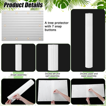 Frienda 20 Pcs Tree Trunk Protector 11.8" x 15.7" Corrugated Plastic Tree Guards Expandable Tree Tubes Flexible White Tree Bark Protector to Protect Saplings Plants from Weed Whacker Animals Trimmers