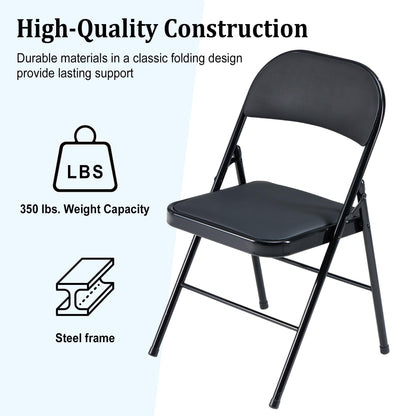 Usnipoya Folding Chairs 10 Pack Black with Padded Seats, 350-LBS Heavy Duty Metal Frame, Portable Design for Commercial Use, Party Events Wedding Outside, No Assembly Required