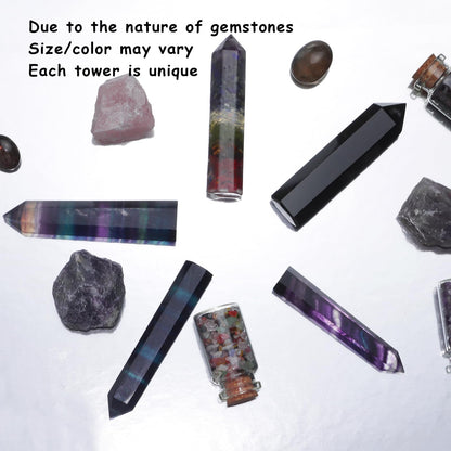 Fluorite Healing Crystals Wand, 3" Natural Crystals and Healing Stones, Polishing Reiki Energy Gemstones Crystal Points for Meditation Spiritual Decor Gifts for Women (Rainbow Fluorite-Large)