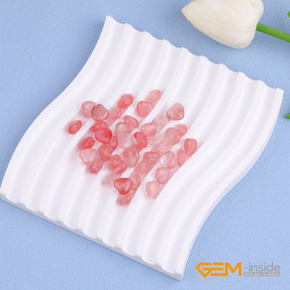 GEM-Inside 10mm Heart Charms Red Pink Waterlemon Crystal Beads for Jewelry Making Full 15" Strand Power Energy Healing Chakra Stone Beads