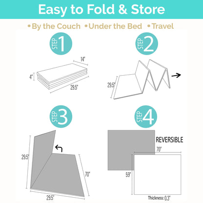 JumpOff Jo Foldable Foam Play Mat – Large Waterproof Baby & Toddler Activity Floor Mat, Double-Sided 70 x 59 Inch Play Surface - Love Blossoms