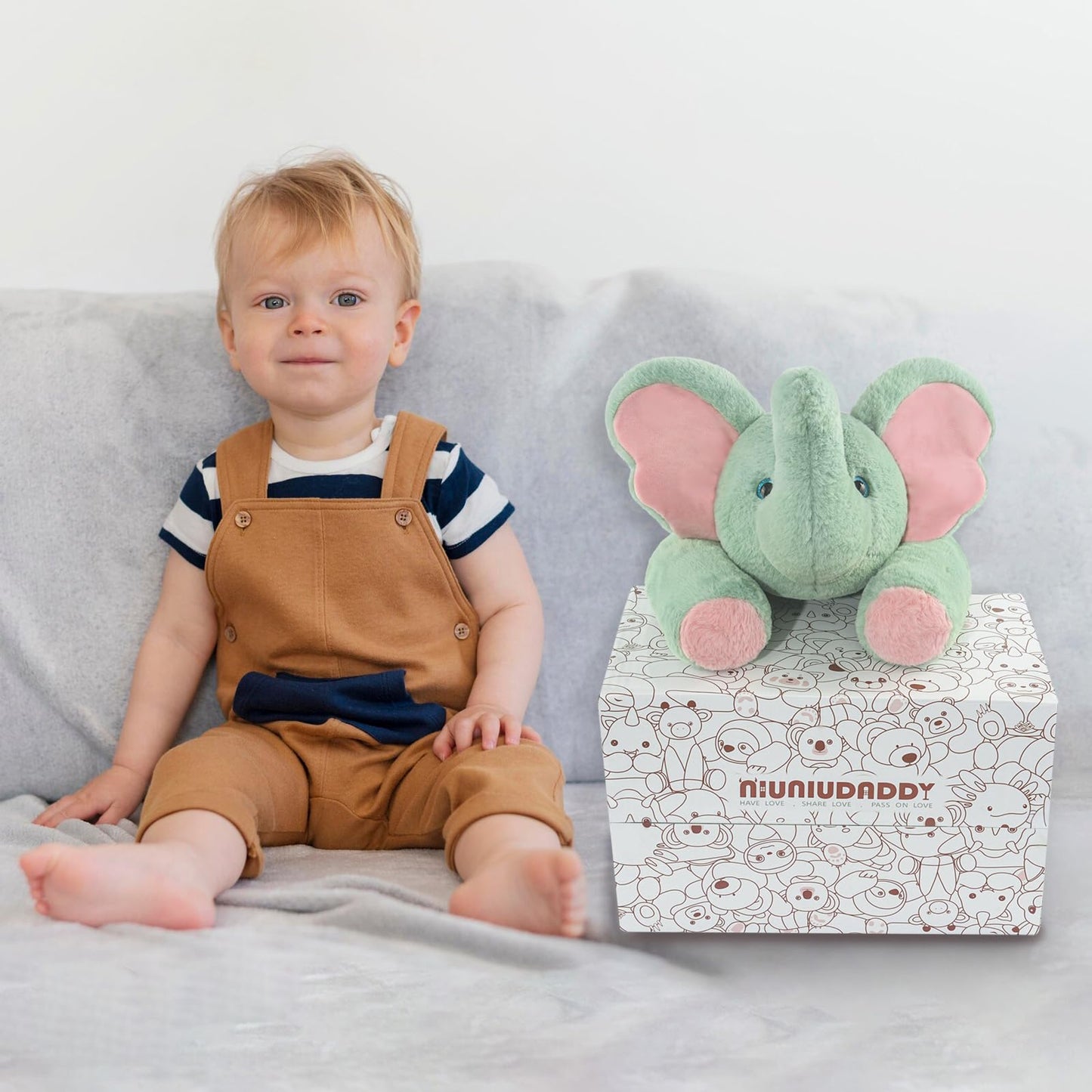 Niuniu Daddy 20" | 3.3 Pound Elephant Weighted Stuffed Animals, Large Pillowfort Plush Animal Toys for Kids Adults, Large Body Pillow for Gifts Presents Birthday Christmas Holiday