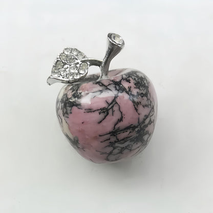 Sunshcat Natural Rhodonite 1.18 Inchs Apple Crystal and Healing Stone Statues,Room Decoration Christmas Decorations Thanksgiving Gifts Office Gifts Collectibles