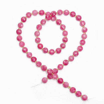 AUREHEN 1 Strand Natural 6mm Faceted Pink Tourmaline Beads for Jewelry Making, Healing Faceted Coin Gemstone Crystal Beads for DIY Bracelet Necklace Crafts