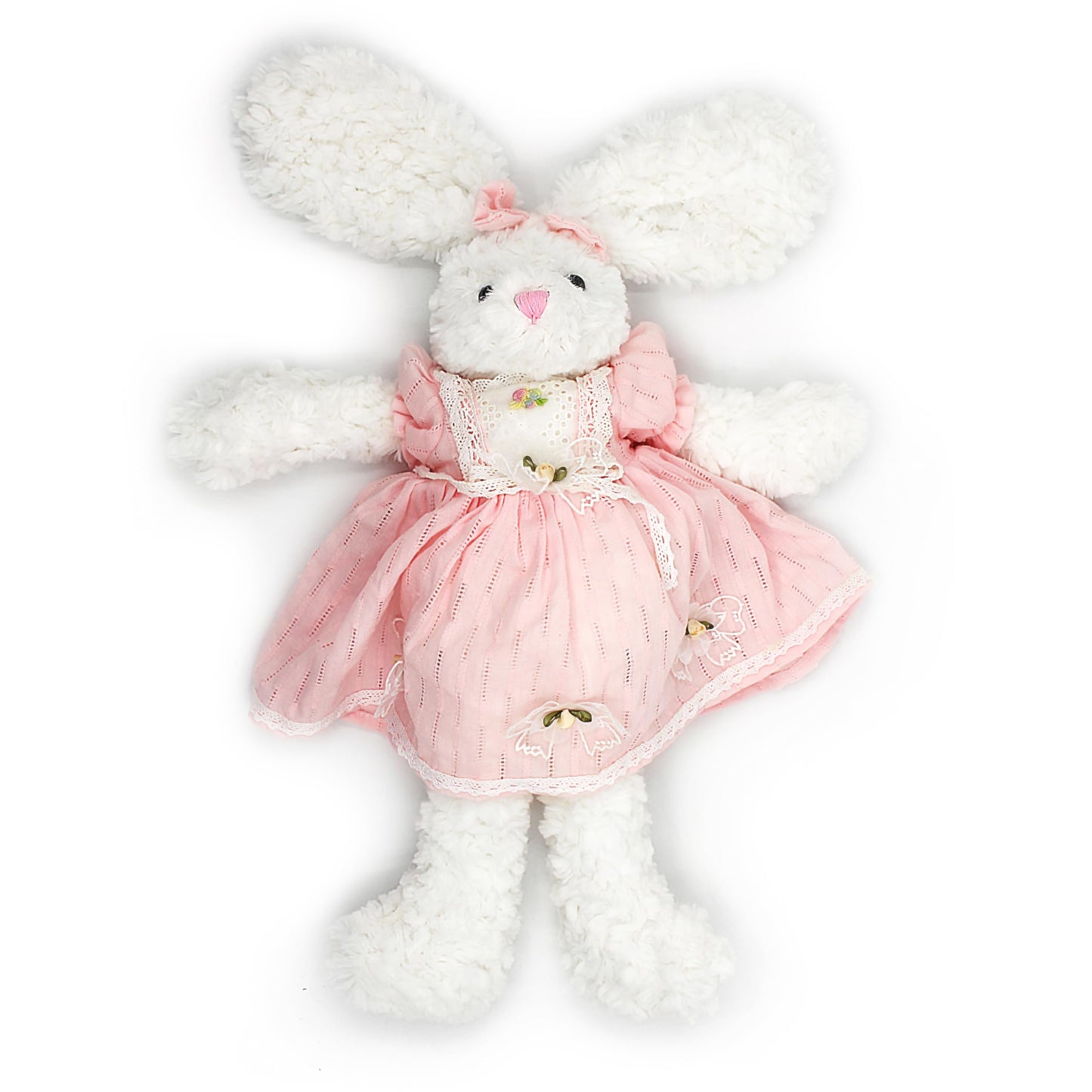oits cute Floppy Bunny Stuffed Animals in Dress for Baby Girls Plush Toys 18 Inch (Pink Retro Dress)