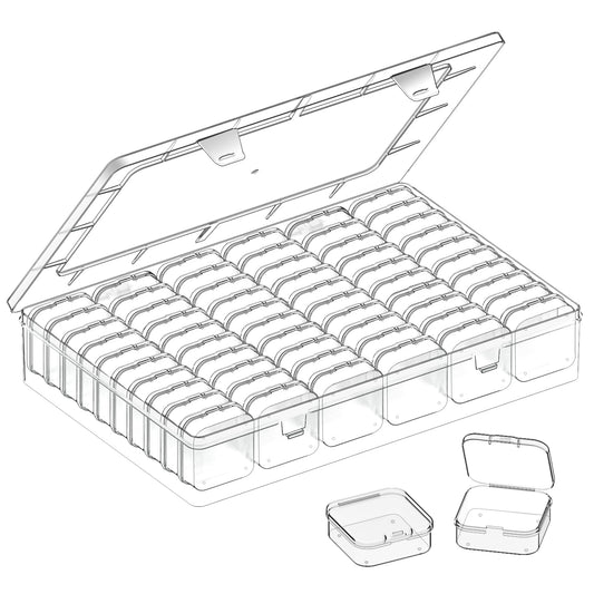 VANSUNS Bead Organizer Box, 61pcs Clear Plastic Storage Containers Set, Large Capacity Small Bead Organizers and Storage Cases with Labels, for Jewelry, Crafts, Diamonds Storage