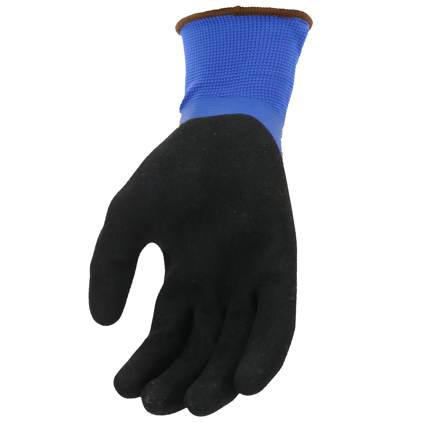 Mud Cobalt Blue H2O Double Dipped Full Latex Coated Palm Garden Work Gloves, Waterproof, Durable, Micro Surface Palm, Cobalt Blue/Black, Large, (SM7186B/L)