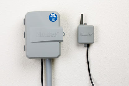 Hunter Rain Clik WRCLIK Wireless Rain Sensor with Freeze Shutoff, Automatic Shutoff for Sprinkler Controllers, Compatible with Most Irrigation Controllers, Mounts Easily to Gutter or Wall