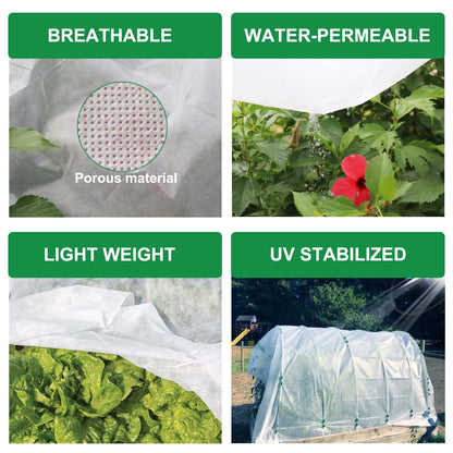 KLEWEE Plant Covers Freeze Protection 10 x 50 Ft, 1.05 oz/yd² Thicker Frost Cloth Plant Freeze Protection, Frost Blankets Covers for Outdoor Plants Winter Frost Protection, Garden Floating Row Covers