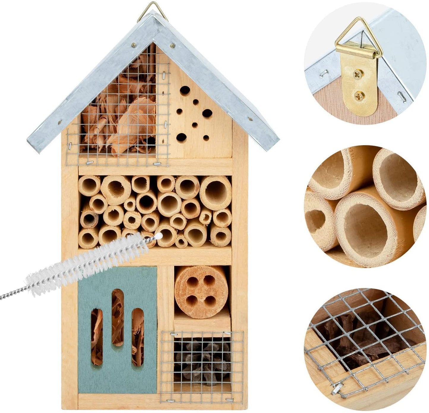 Niteangel Natural Wooden Insect Hotel, Garden Insect House for Ladybugs, lacewings, Butterfly, Bee, Bug