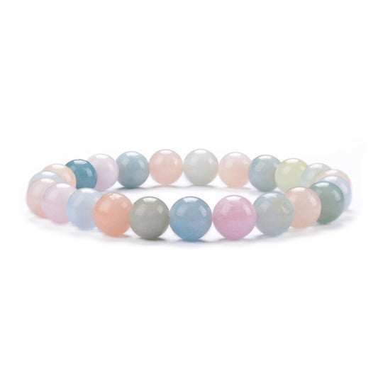 Cherry Tree Collection Multi-Beryl Beaded Bracelet – Genuine 8mm Gemstone Stretch Bracelet for Men & Women – Handmade Crystal Bracelet - (Multi-Beryl - M)