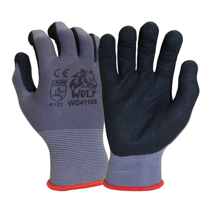 WOLF 13-gauge Ultra-Thin Nitrile Foam Coated Palm Grip Glove Multi-Purpose (12, Small)