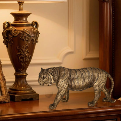 Juliahestia Lifelike Tiger Statue Large Animal Figurines Bronze Resin Decoration for Home Office Desk Shelf Stockholm Style Room Decor Unique Wild Animal Sculpture Gifts for Men