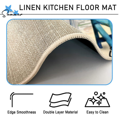 Tailus Summer Blue Sea Chairs Beach Decorative Kitchen Rugs Set of 2, Ocean Seagull Sailboat Kitchen Mat Coastal Non-Slip Floor Mat, Nautical Home Kitchen Decorations 17x29 and 17x47 Inch