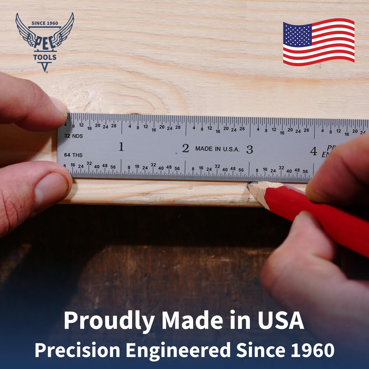PEC Tools 6” Machinist Rule, Spring Tempered Steel Rule with Satin Chrome Finish, 3/64" Thick x 3/4" Wide, Rigid Metal Ruler with Inch Graduation(3R), High Precision Measuring Tool, Made in USA
