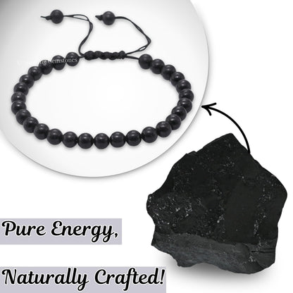 Amazing Gemstone Shungite Bracelet, Gifts For Men & Women - Protection Healing Crystal Bracelet - 6mm Gemstone Beaded Adjustable Bracelet, Pulseras Para Hombres Mujer Stocking Stuffers