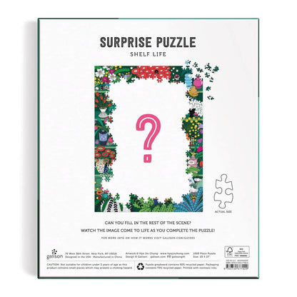 Galison Shelf Life – 1000 Piece Surprise Puzzle Fun and Challenging Activity with Bright and Bold Artwork of A House Shelf Revealed for Adults and Families