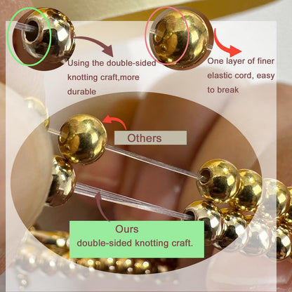 Free bird Aquamarine Bracelet Gold Beaded Bracelets for Women Stackable Gold Bracelets for Women 14K Gold Plated Stretch Bead Ball Bracelet with Aquamarine Gemstone Birthstone Jewelry for Birthday