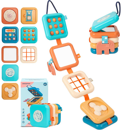 GRESEESM Montessori Busy Board for 1 Year Old, Toddlers Travel Toys for Ages 1–3, Sensory Activity Board for Airplane and Car, Baby Gifts for Boys Girls, Easter Basket & Stocking Stuffers