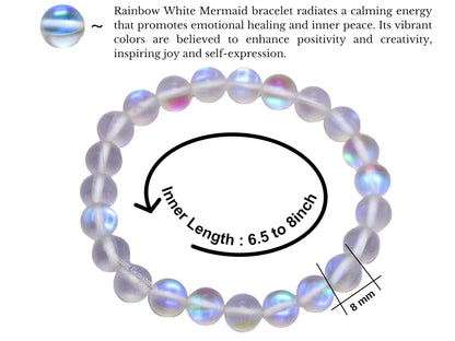 Amazing Gemstone Crystal Bracelet for Women Men's Gifts - Protection Healing Crystal Bracelet - 8mm Gemstone Beaded Stretchable Bracelet Pulseras Para Hombres Mujer Stocking Stuffers Mothers Day Gift (Rainbow Mermaid)