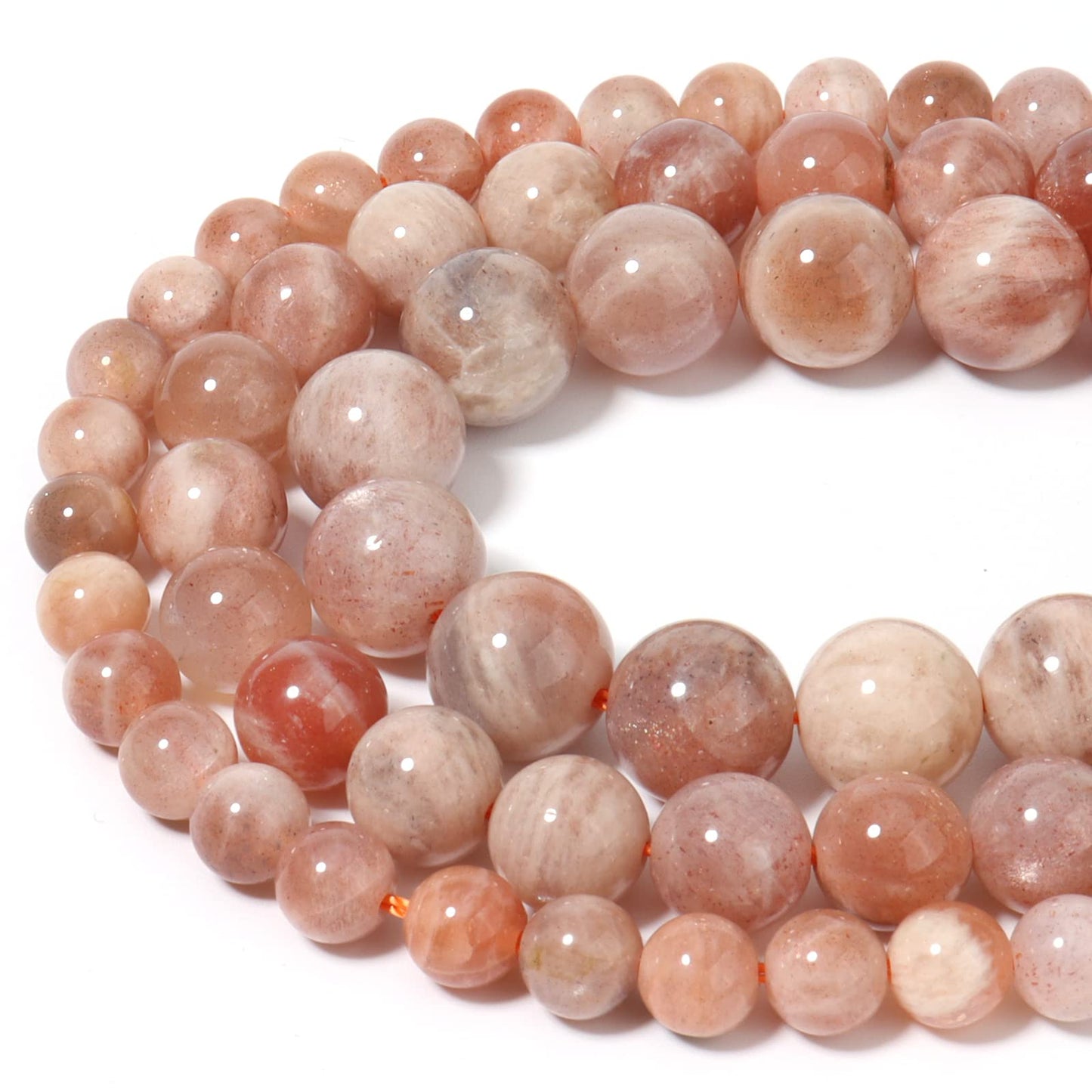 Siomia 35pcs 10mm Natural Sunstone Gemstone Energy Healing Crystal Round Loose Stones for Jewelry Making, DIY Bracelets Necklaces