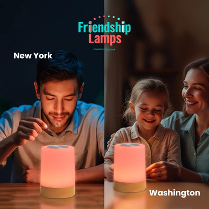 Friendship Lamp Lumi by Filimin - Best Friend WiFi Touch Lamp Real Beech Wood LED Light for Long-Distance Connection, Relationship, Friendship, Gifts, Couples, App Setup, No Subscription - Set of 2