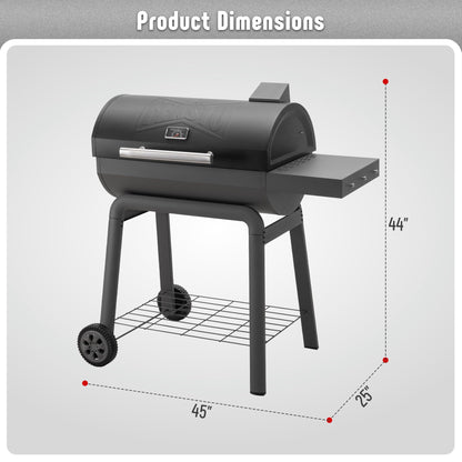 Feasto Heavy-Duty 30-Inch Charcoal Grill with Side Table & 647 Sq. In Cooking Area, Outdoor BBQ Grill for Outdoor Barbecue in Backyard, Patio and Parties, Grey