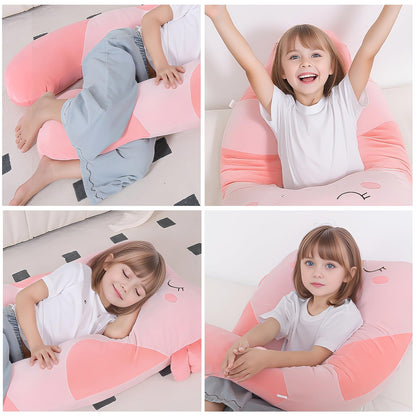 MLdian 47x23 inch U Shaped Long Plush Body Pillows for Kids, Stuffed Animal Axolotl Soft Large Pillow for Sleeping, Big Cute Plushies, Washable Cover, Gift for Boys and Girls