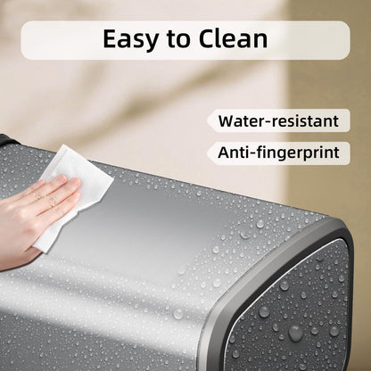 KHMMGK 8L/2.1 Gal Small Bathroom Trash Can with Lid, Swing-Top Rectangular Waste Bin, Stainless Steel Garbage Can for Home, Office, Toilet, Bedroom, Living Room (Silver)