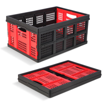 Shineyaplus 55L Collapsible Milk Crate for Storage, Plastic Crates 1 Pack, Collapsible 55lbs Heavy Duty Storage Crates for Home, Camping, Organizing